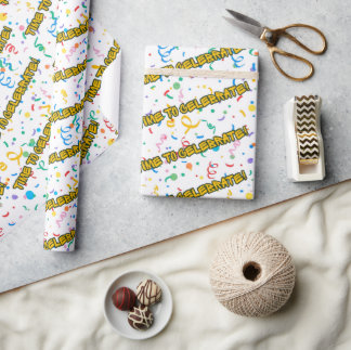 Papel De Presente Celebration Birthday Party Wrapping Paper