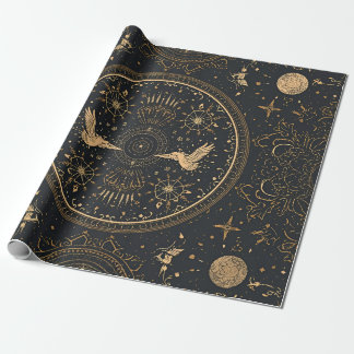 Papel De Presente Celestial Gold Wrapping Paper – Gothic Luxe Starry