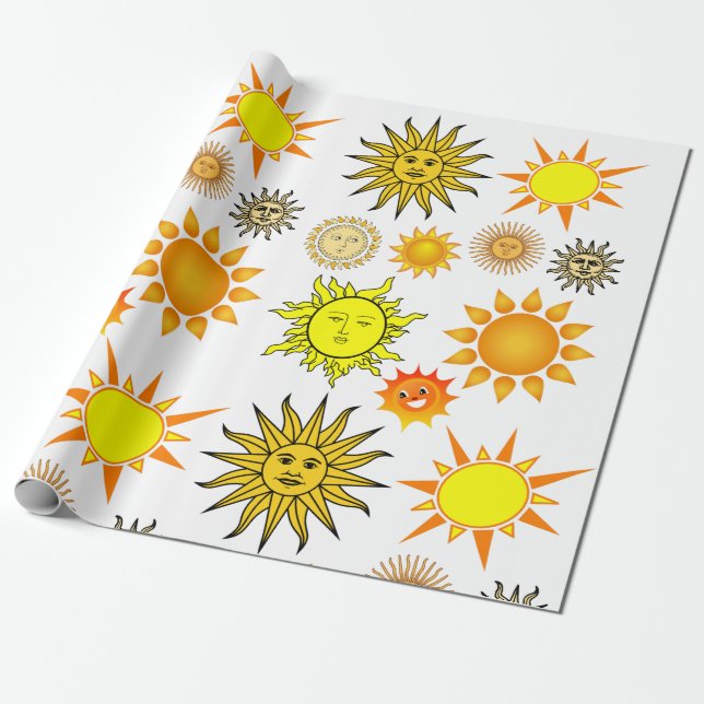Papel De Presente celestial Happy sun encara o desenho animado (Desenrolado)