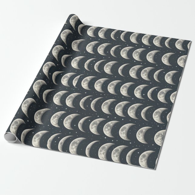 Papel De Presente Celestial Moon Phase (2) (Desenrolado)