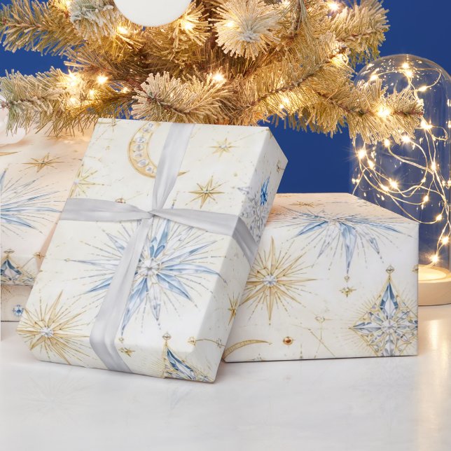Papel De Presente Celestial Sapphire Christmas Wrapping Paper (Feriados)