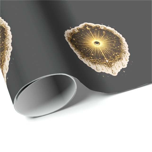 Papel De Presente Celestial Sun Moon Symbol Sacred Cosmic Balance (Ponta do rolo)