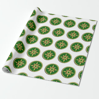 Papel De Presente Celtic Knot Compass on Green Square Sticker