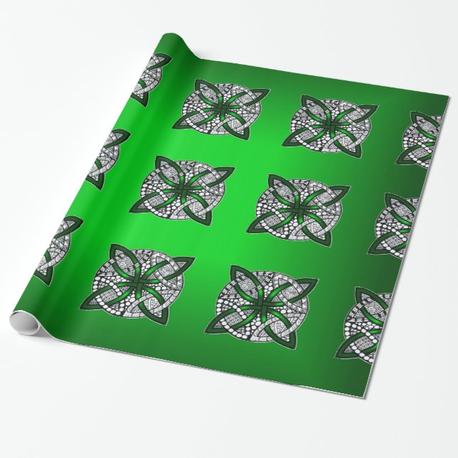 Papel De Presente Celtic Knot Original Art Green (Desenrolado)