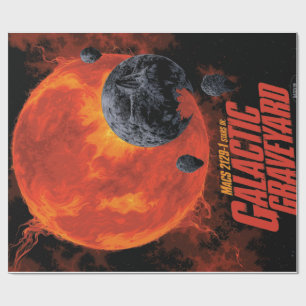 Papel De Presente Cemitério Espacial Caveira de Halloween Galáxia de