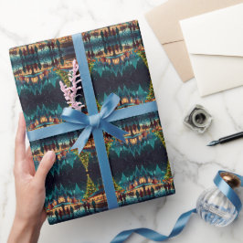 Papel De Presente Cena alegre de Natal de inverno