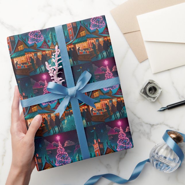 Papel De Presente Cena alegre de Natal de inverno (Presentear)