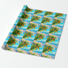 Papel De Presente Cena de Árvore de Palma de praia tropical