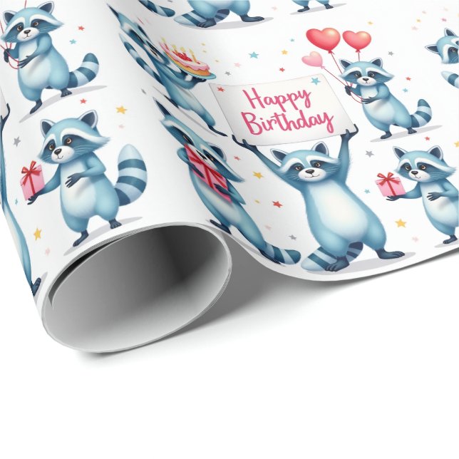 Papel De Presente Cena de Celebração de Aniversário da Correnteza Az (Ponta do rolo)
