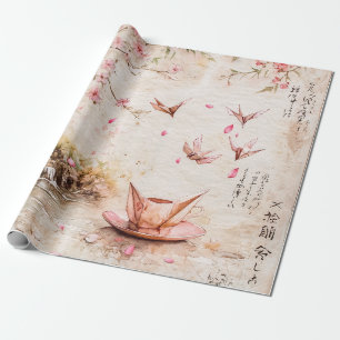 Papel De Presente Cena de Flor de Cerejeira Rosa Serenidade (5)