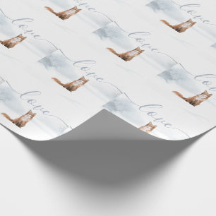 Papel De Presente Cena de Floresta de Inverno Raposa