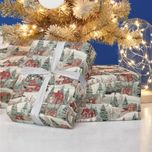 Papel De Presente Cena de inverno festiva
