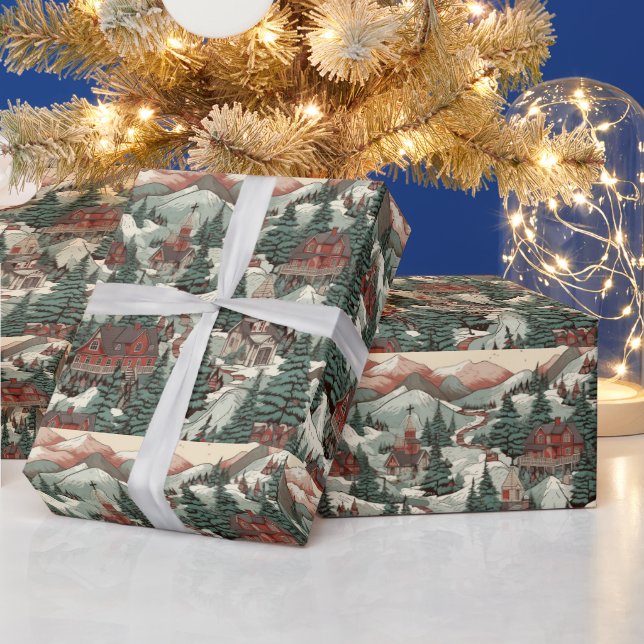 Papel De Presente Cena de inverno festiva (Feriados)