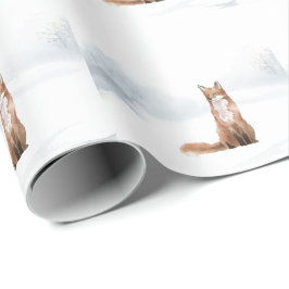 Papel De Presente Cena de Inverno Florestal Raposa