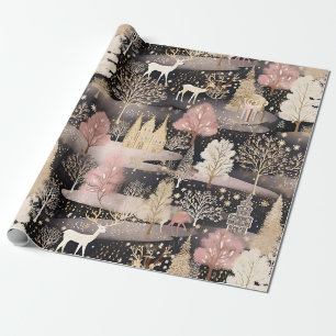 Papel De Presente Cena de Inverno Rosa Caprichosa (6)