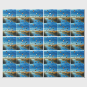 Papel De Presente Cena de Lago da Natureza Serena com Grou Voador