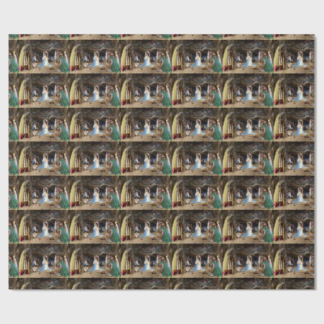 Papel De Presente Cena de Natal Antiquada (Aberto)