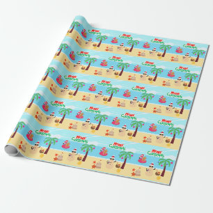Papel De Presente Cena de Natal na Praia
