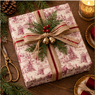 Papel De Presente Cena de Natal Toile Elegante