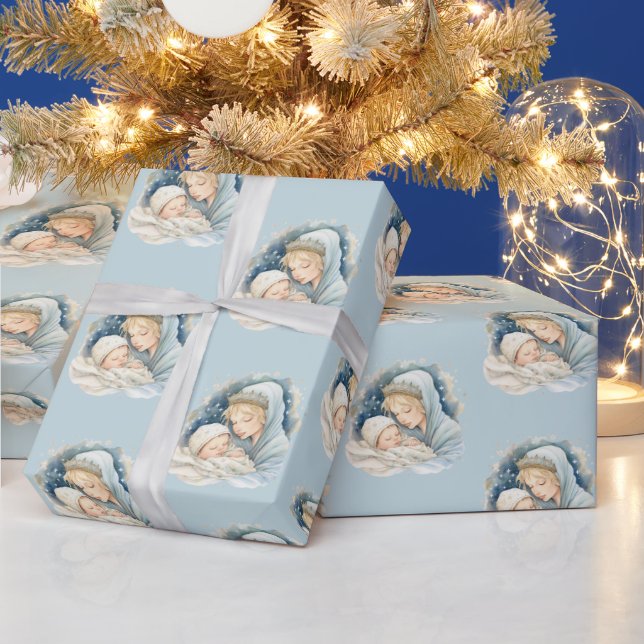 Papel De Presente Cena de Natividade de Aquarela Natal Religioso (Feriados)