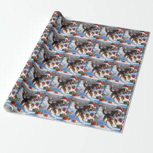 Papel De Presente Cena de neve festiva de Natal do Afghan Hound