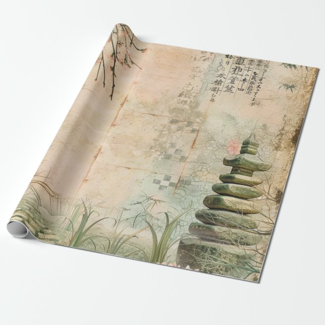 Papel De Presente Cena do Jardim de Cerejeiras (2) (Desenrolado)