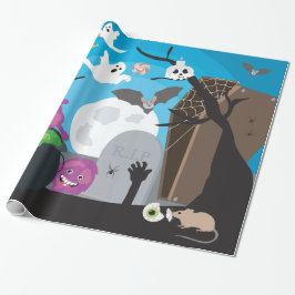 Papel De Presente Cena do Monstro das Halloween