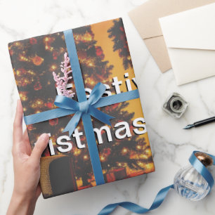 Papel De Presente Cena Festiva de Natal Presentes Lindos