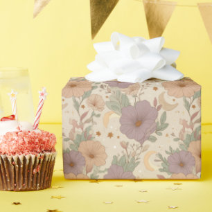 Papel De Presente Cena Floral Boho & Luar Sonho