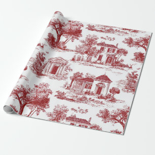 Papel De Presente Cena Rural da Toalete Vermelha (9)