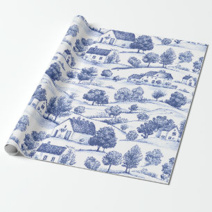 Papel De Presente Cena Rural de Toile Azul (2)