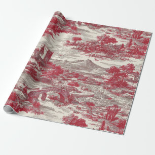 Papel De Presente Cena Rústica em Toile Vermelho (1)