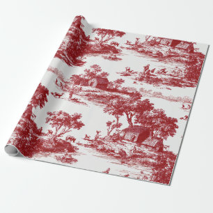 Papel De Presente Cena Rústica em Toile Vermelho (3)