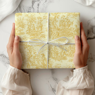 Papel De Presente Cenário Country Francês Toile Amarelo Vintage Chic