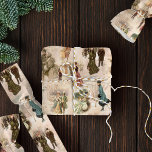 Papel De Presente Cenas de Neve de inverno Vintage<br><div class="desc">Padrão sem descontinuidades nostálgico e rústico apresentando cenas com famílias vitorianas patinando no gelo,  trenós e divertindo-se no inverno na neve em cores de sépia quentes.</div>