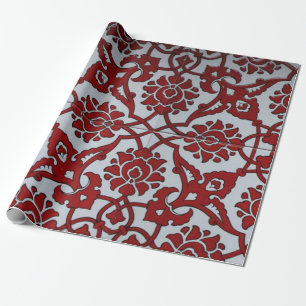 Papel De Presente Cerâmica Floral Vermelha Turca