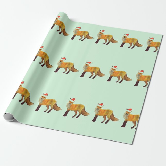 Papel De Presente Cerceta das bolinhas do Fox do Natal (Desenrolado)