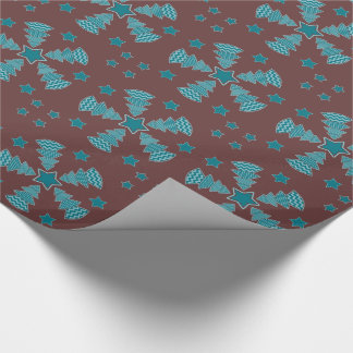 Papel De Presente Cerceta do Aqua do marrom da roda estrelada de