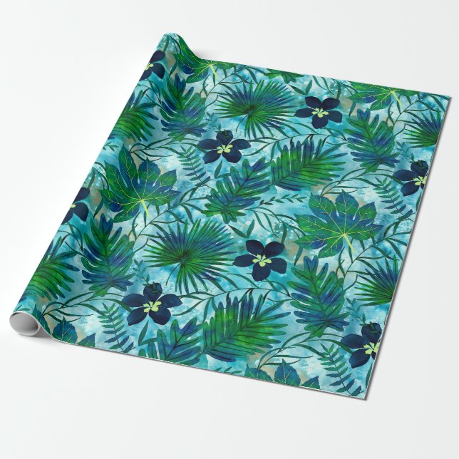 Papel De Presente Cerceta tropical havaiana do jardim de Nalani (Desenrolado)