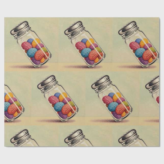 Papel De Presente Cérebro Colorido Longo (Aberto)