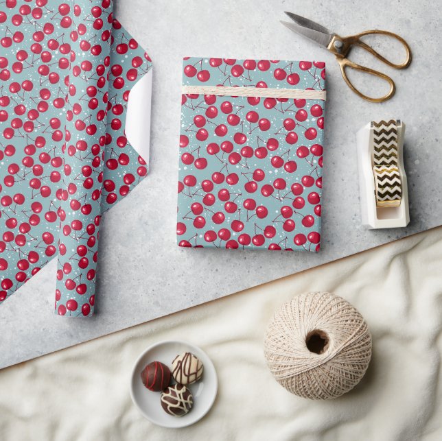 Papel De Presente Cereja de inverno. (Artesanato)