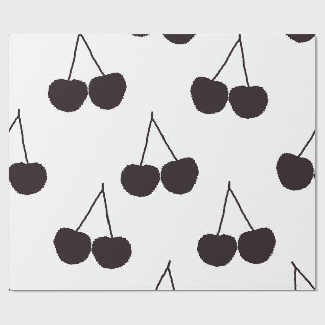 Papel De Presente cereja de pixel preto (Aberto)