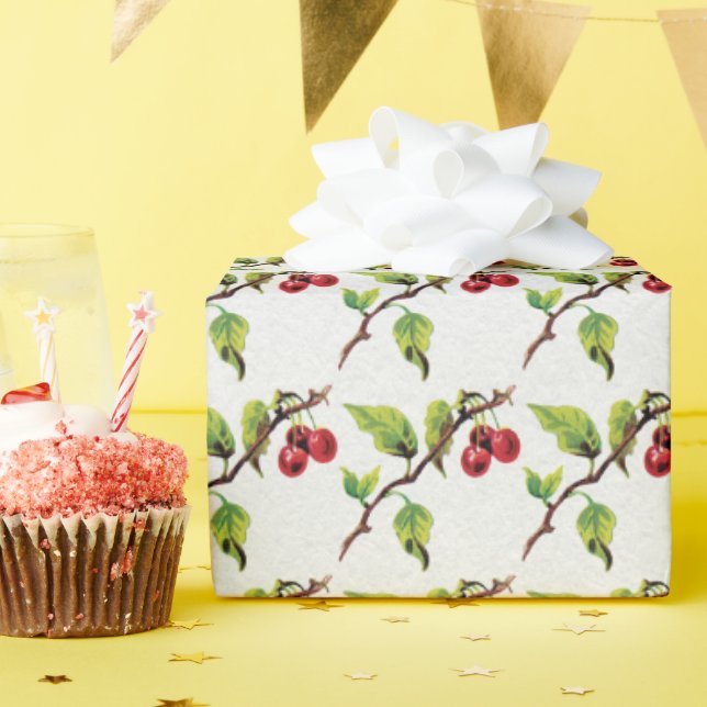 Papel De Presente Cereja no Padrão Superior (Festa de aniversário)