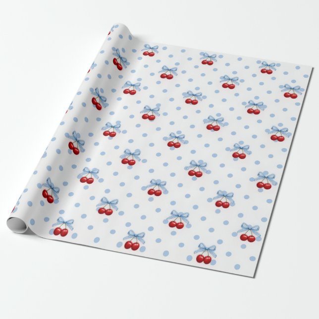 Papel De Presente Cereja no Topo (Desenrolado)