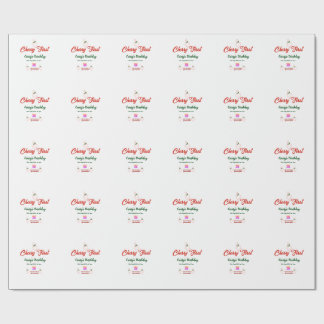 Papel De Presente cereja primeiro aniversário vermelho código qr neg