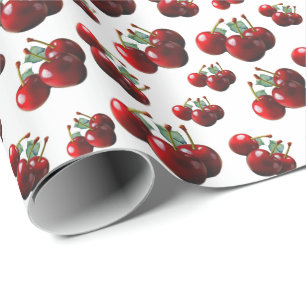 Papel De Presente Cerejas retrô frescas colhidas 