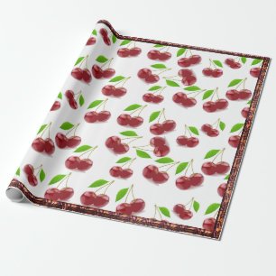 Papel De Presente Cerejas Vermelhas bonito