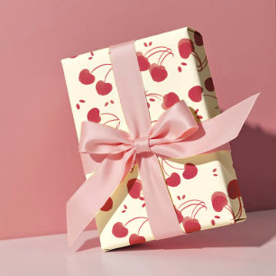 Papel De Presente Cerejas Vermelhas em Aquarela – Moderno – Dia dos 