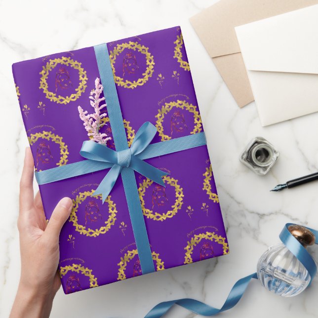 Papel De Presente Cerimônia de casamento roxo feliz (Presentear)