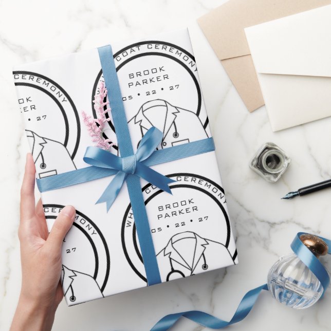 Papel De Presente Cerimônia Personalizada de Casaco Branco (Presentear)